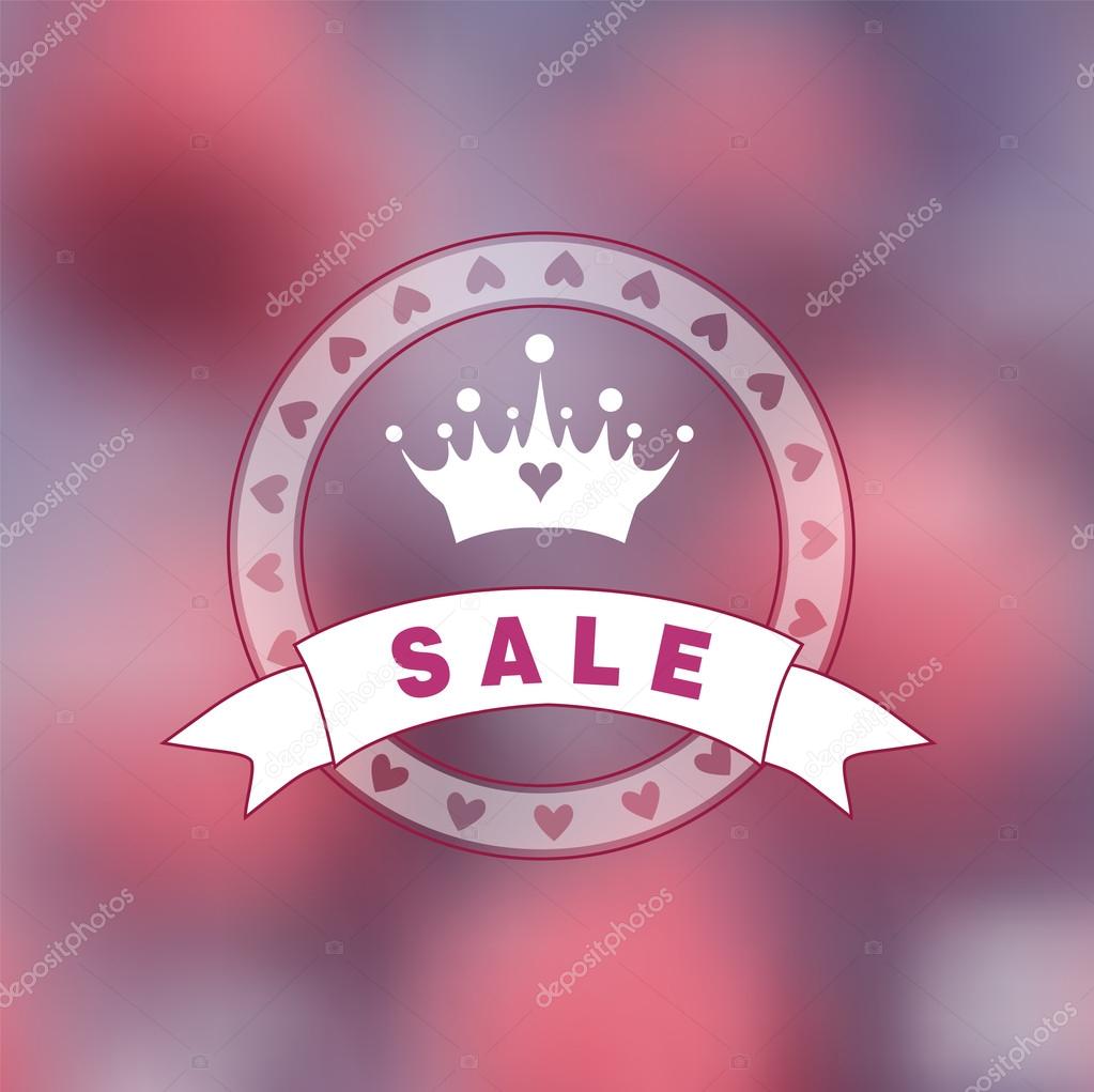Pink blurry photo as a background with princess logo. Eps 10, gradient mesh. vector