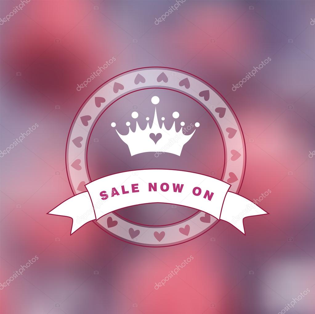Pink blurry photo as a background with princess logo.