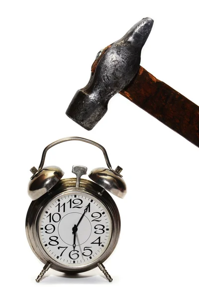Clock and hammer — Stock Photo, Image