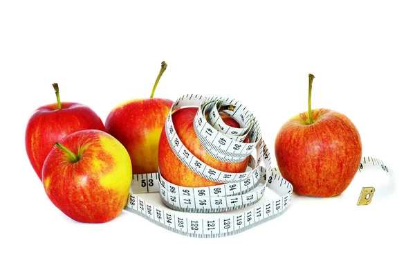 Яблука і вимірювання — стокове фото