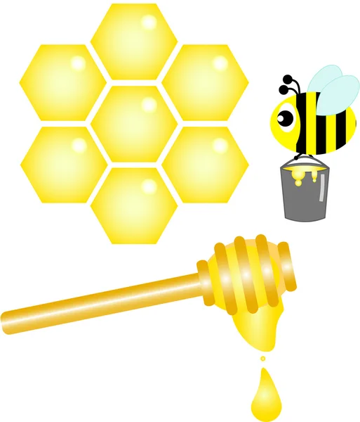 Bee, honung och honeycomb ikoner — Stock vektor
