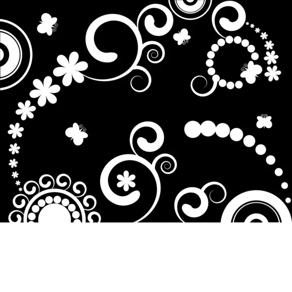 Black and white floral background — Stock Vector