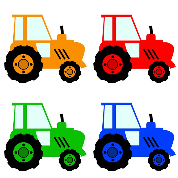 Vier bunte Traktoren — Stockvektor