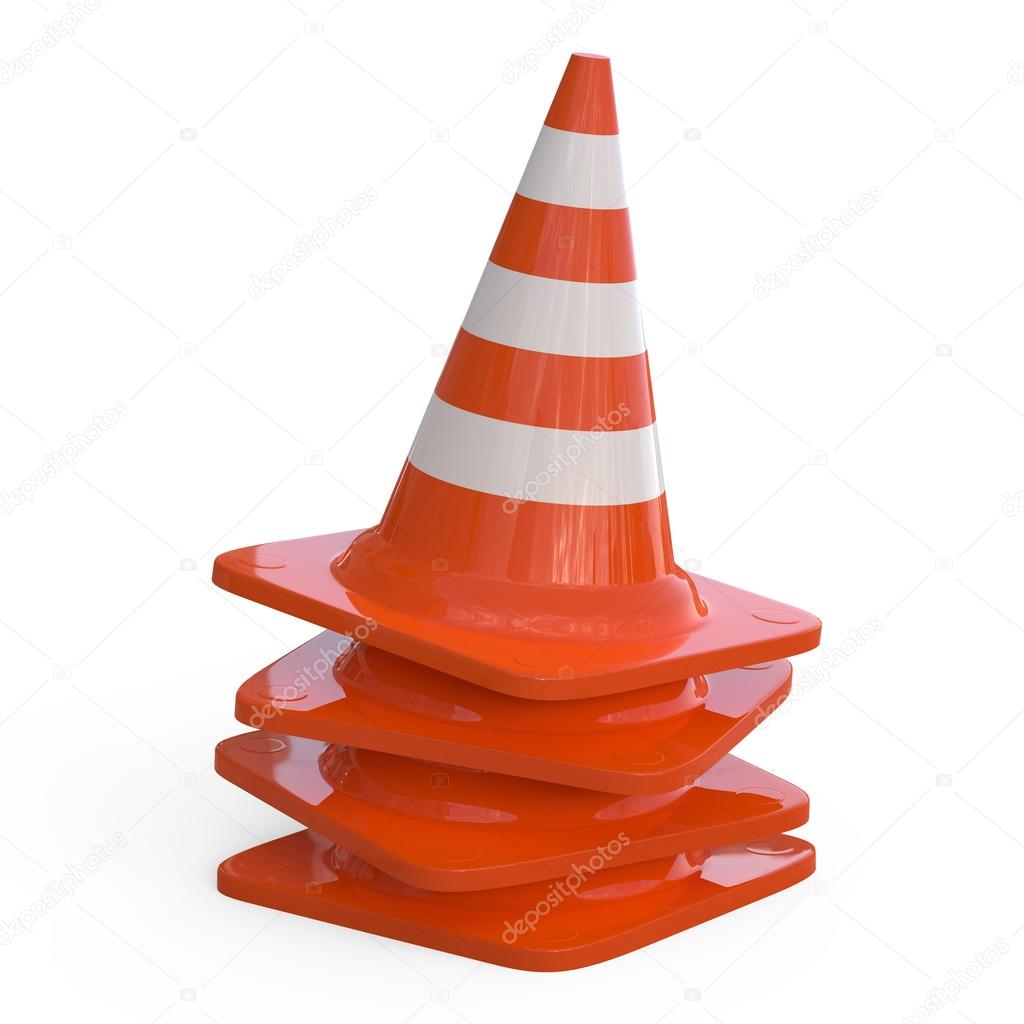 3D Traffic Cones isolated on white...