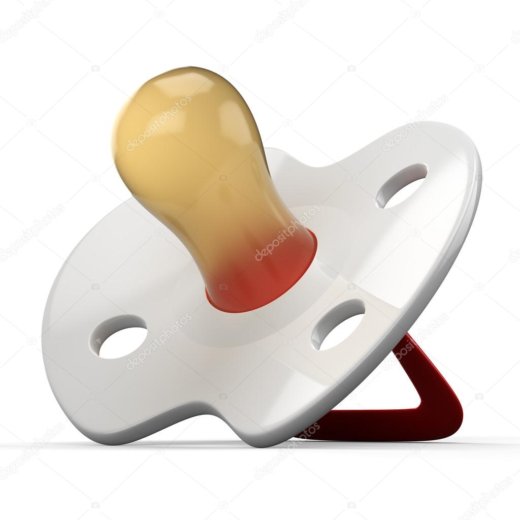 3D Baby's dummy on white isolated background.