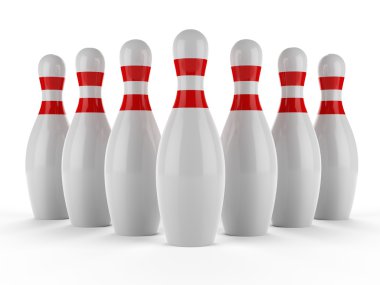 beyaz zemin üzerinde 3D bowling pin