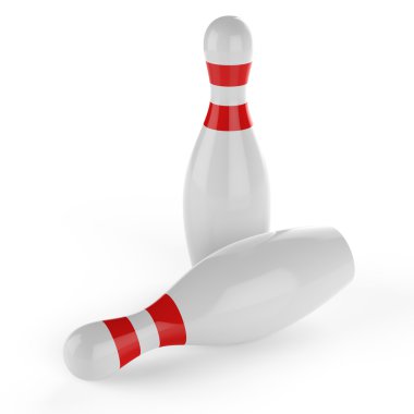 beyaz zemin üzerinde 3D bowling pin