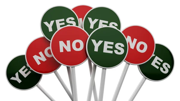 3D No sign among group of Yes signs... — Stock Photo, Image