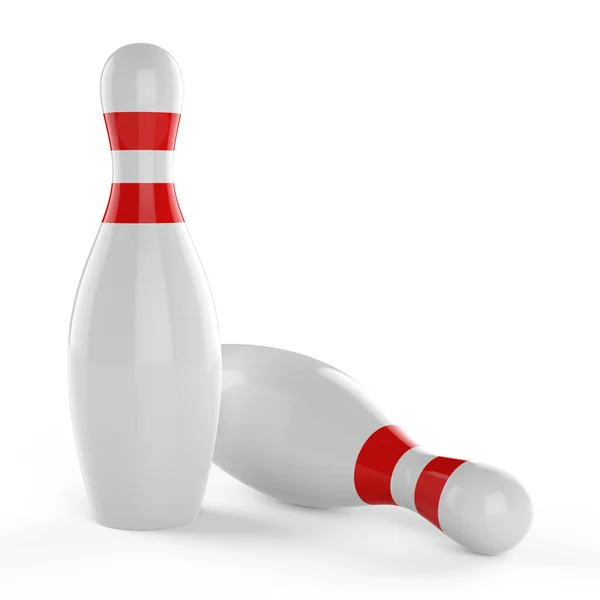 3d Bowling pins on white background — Stock Photo, Image