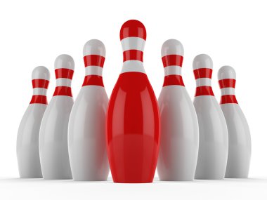 beyaz zemin üzerinde 3D bowling pin