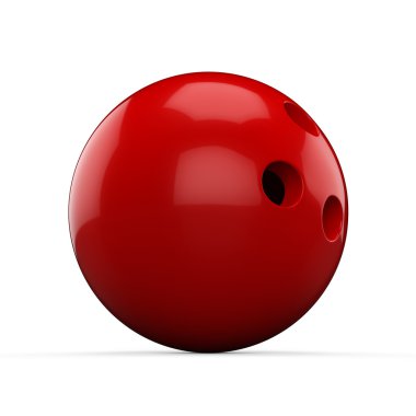 beyaz zemin üzerine kırmızı 3D bowling topu