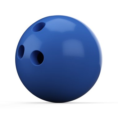 beyaz zemin üzerine mavi 3D bowling topu