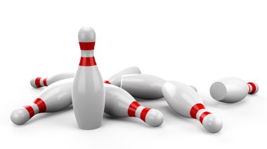 beyaz zemin üzerinde 3D bowling pin