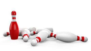 beyaz zemin üzerinde 3D bowling pin