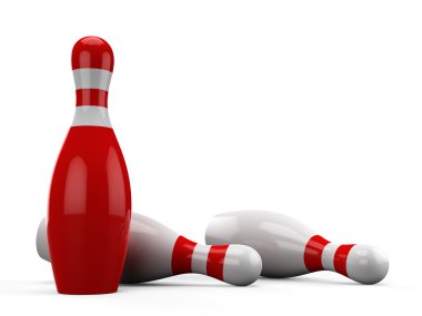 beyaz zemin üzerinde 3D bowling pin