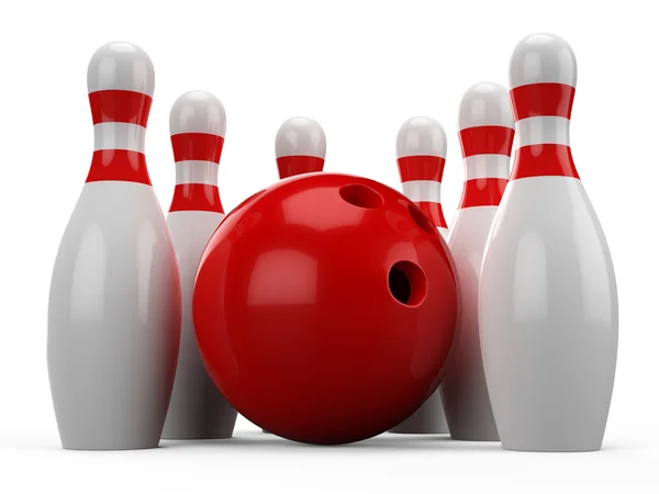 Épingles de bowling 3d sur fond blanc — Photo