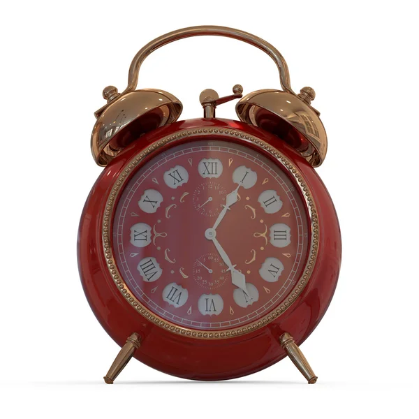 Relógio de alarme vintage 3D... Fundo branco isolado . — Fotografia de Stock