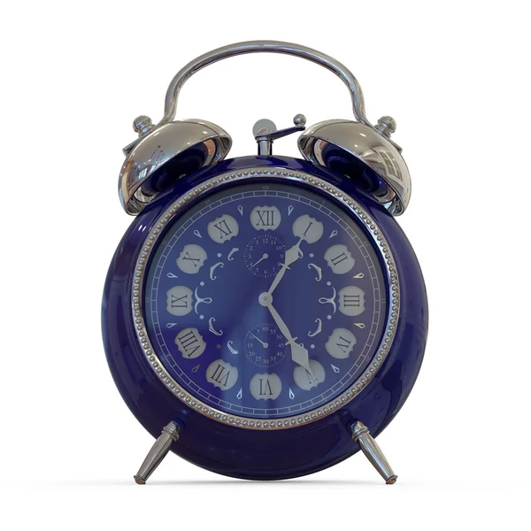 Reloj despertador azul aislado en blanco — Foto de Stock