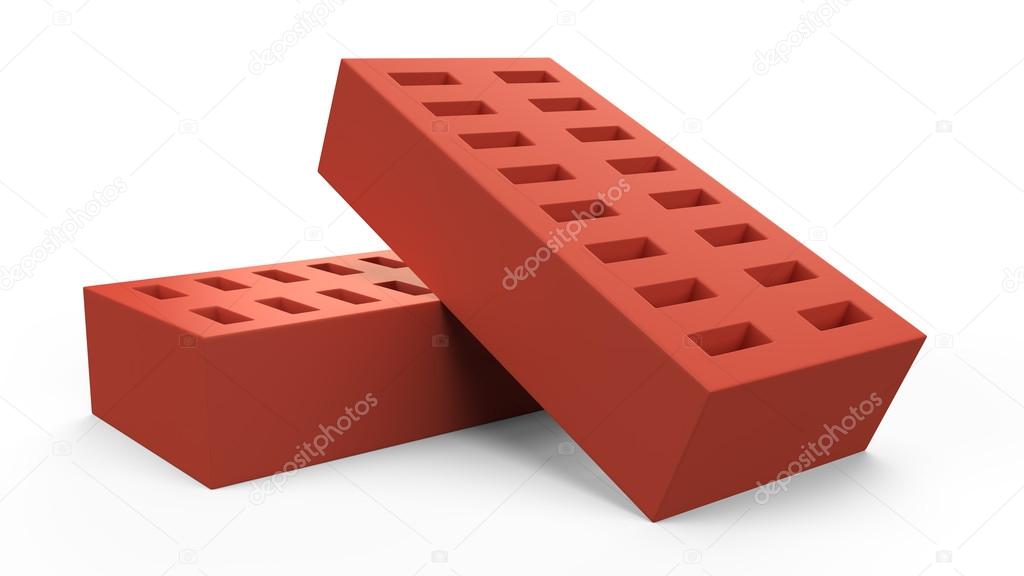 3D pair of bricks illustration isolated on white background