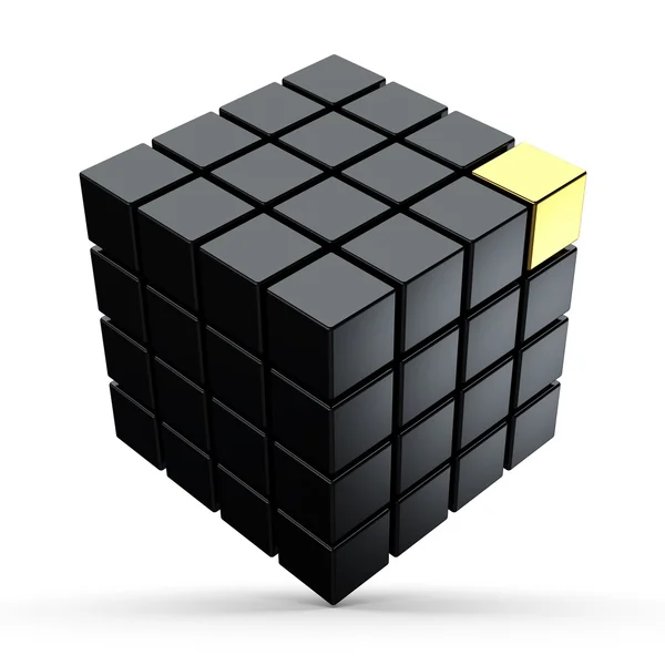 3d illustration of cube assembling from blocks — Stock Photo, Image