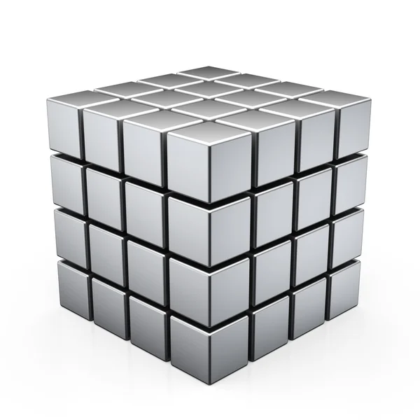 3d illustration of cube assembling from blocks — Stock Photo, Image