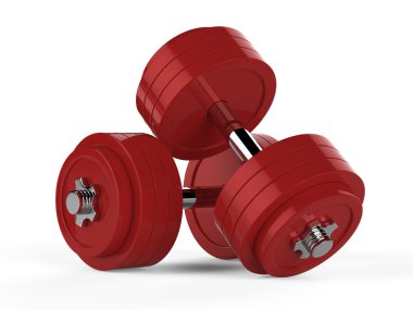 iki kırmızı dumbell 3D çizimi