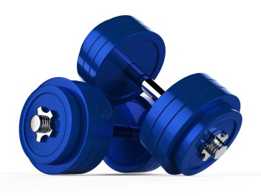 iki mavi dumbell 3D çizimi