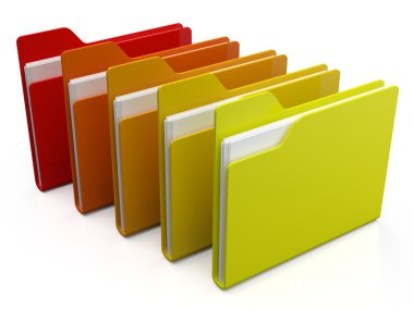 3d colorfull folders, on white background