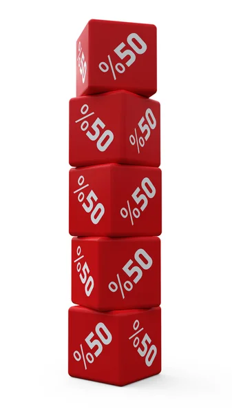 3d cube sale discount percent business — Stock Photo, Image