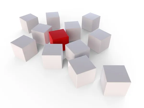 White cube in the red kernel — Stock Photo, Image