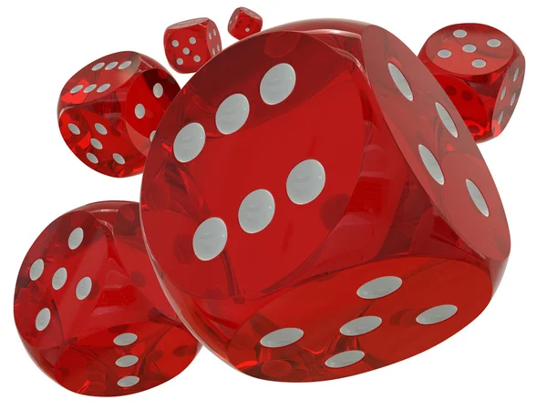 3D rendering of a standard dices flying in mid-air — Stock Photo, Image