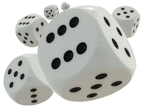3D rendering of a standard dices flying in mid-air — Stock Photo, Image