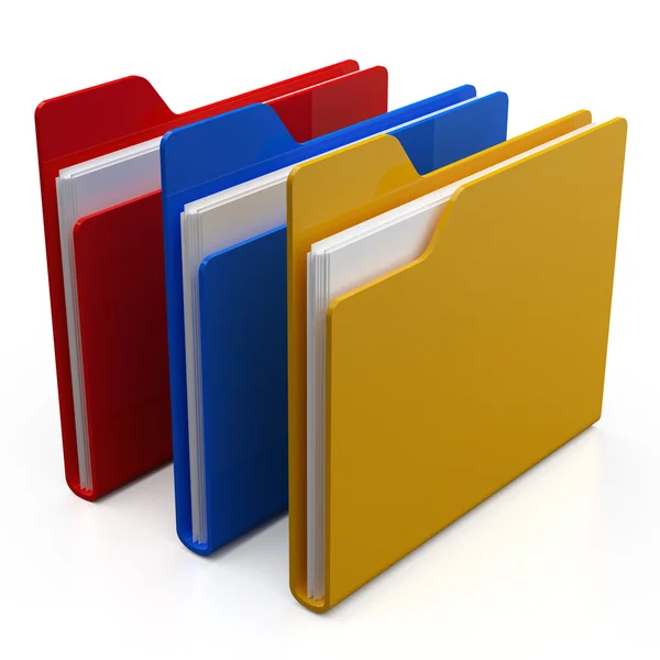 3d colorfull folders, on white background — Stock Photo, Image