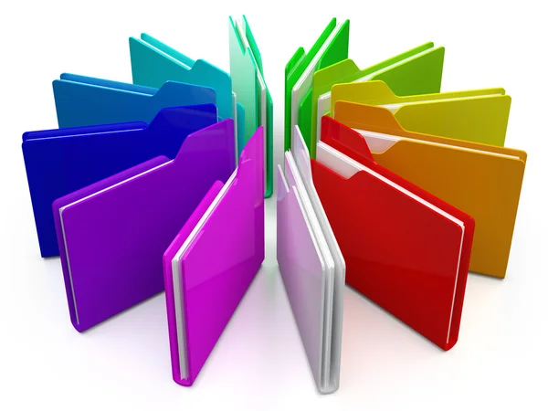 3d colorfull folders, on white background — Stok fotoğraf