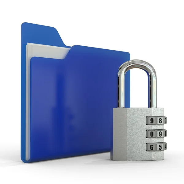 3D folder and lock. Data security concept. — Stock Photo, Image