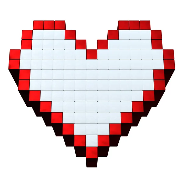 3d pixel heart isolated on white background.. — Stock Photo, Image