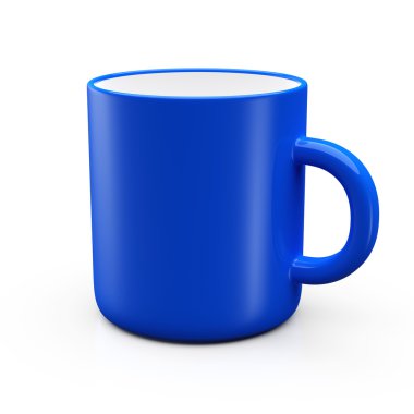 beyaz zemin üzerinde 3D mavi kupa