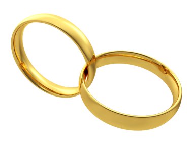 twee Gouden trouwringen op witte achtergrond geïsoleerd