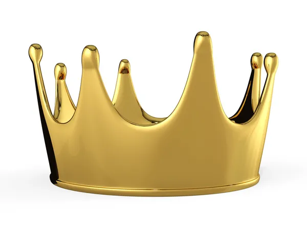 3d goldene Krone isoliert auf weißem Hintergrund — Stockfoto