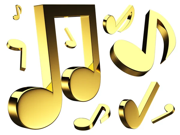 3D-gouden muziek notities — Stockfoto