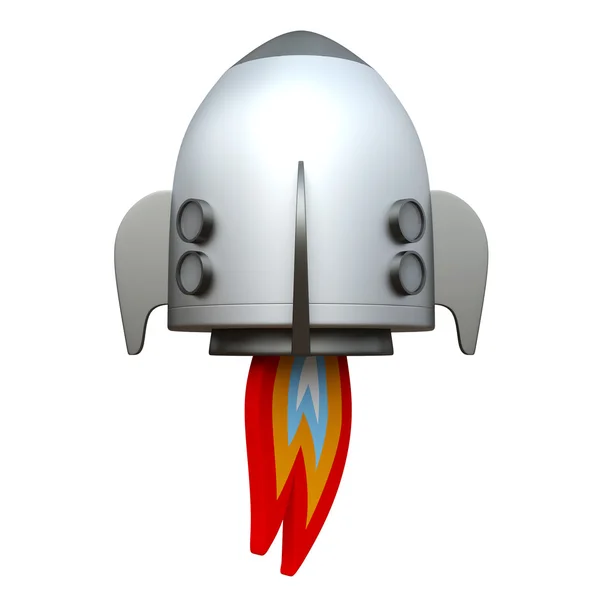 卡通火箭在白色背景的 3d 插图 — 图库照片