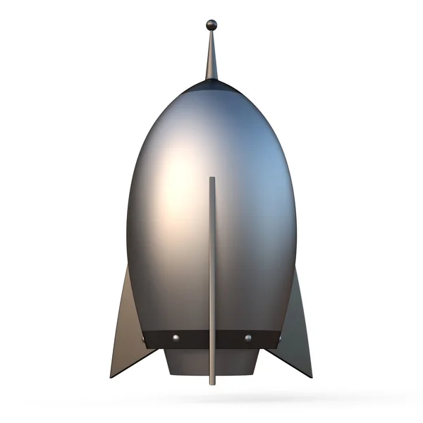 3D illustration of cartoon rocket over white background — Stock Photo, Image
