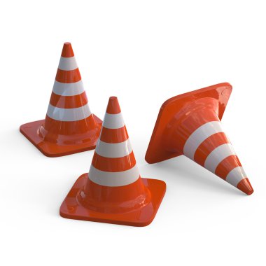 trafik konileri üzerinde beyaz izole