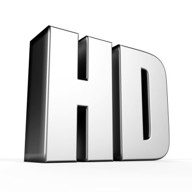 3D hd sembolü beyaz zemin üzerine.