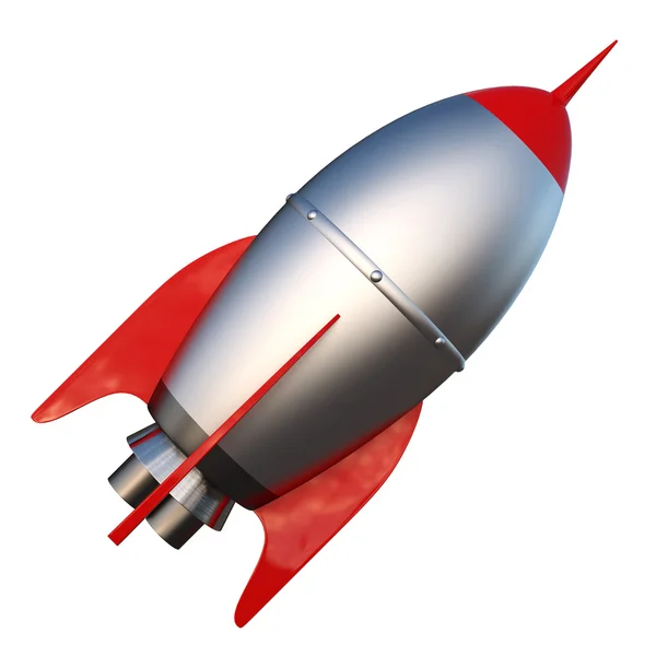 3d ілюстрація мультиплікаційної ракети на білому тлі — стокове фото