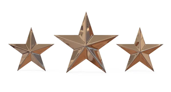 3d illustration of golden stars rating symbol, over white background — Stock Photo, Image