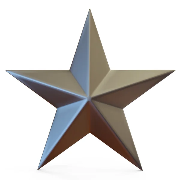 3D illustratie van één gouden stervorm op witte achtergrond — Stockfoto