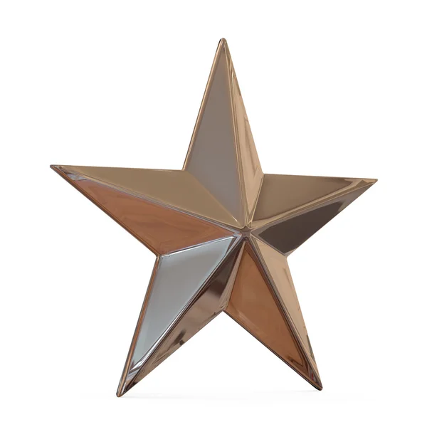 3D illustratie van één gouden stervorm op witte achtergrond — Stockfoto
