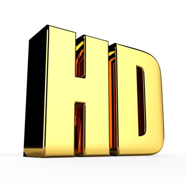 3D hd altın sembolü beyaz zemin üzerine.