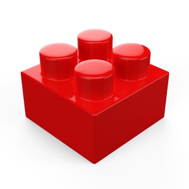 3D renkli plastik oyuncak lego blokları. izole beyaz arka plan.